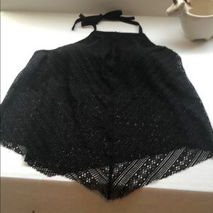 Black mesh halter bathing suit top